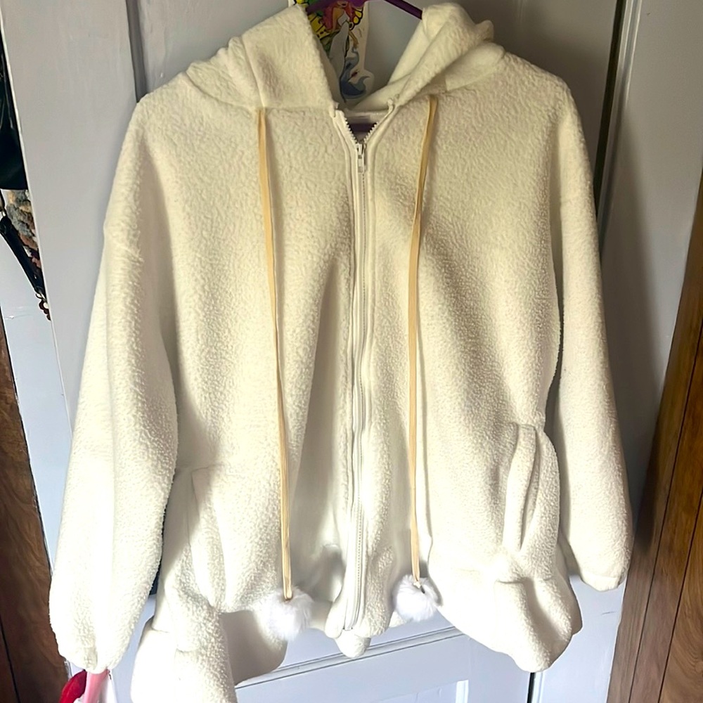 Cute white big bunny sweater with ears